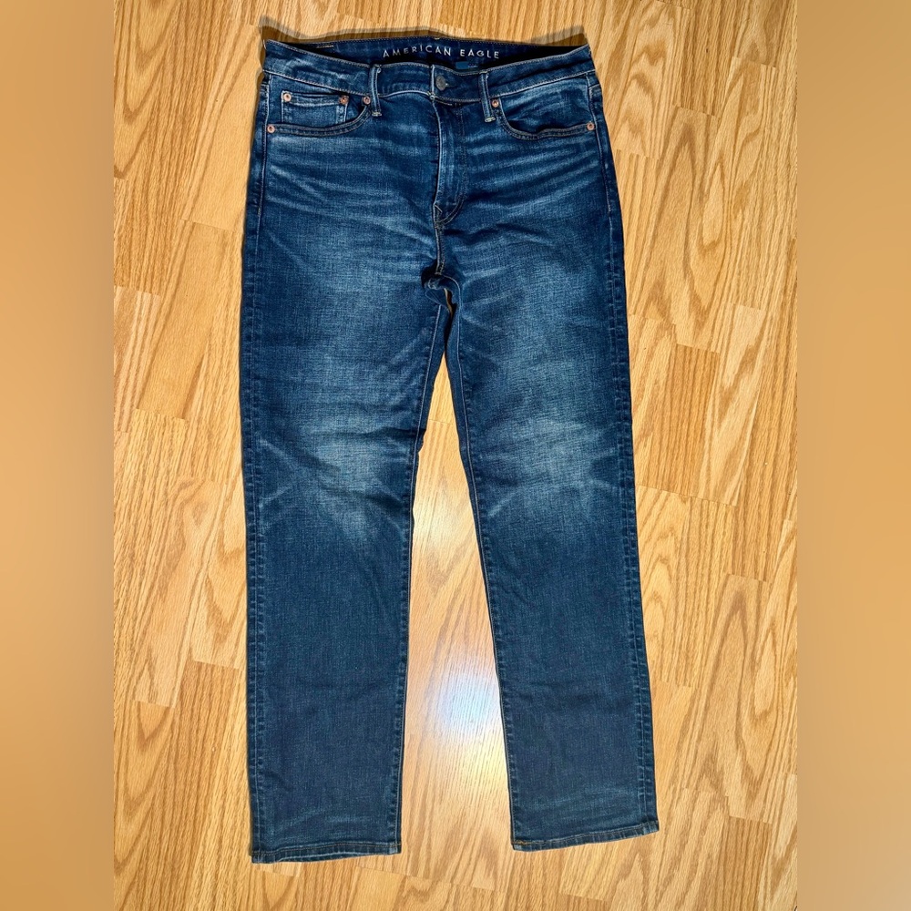 American Eagle Men’s Straight Leg Jeans 33x32 Dark Wash AirFlex+ Denim
